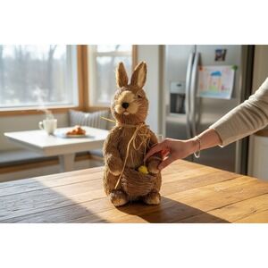 Hip + Hop Sisal Bunny Figurine Unisex Large Brown NWOT Easter Straw Decor